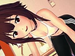 Megumin in hot sports outfit gets wet for adult hentai 3D