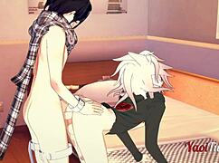 In Dangan Ronpa 2, Ouma and Nagito share blowjob and doggy style bareback with creampie in yaoi 3D