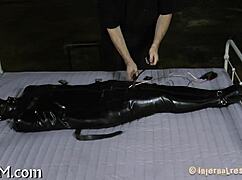 In this casual scene, the couple explores bondage and sadomasochism together.