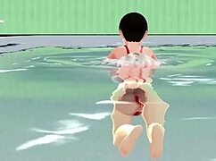 Anime Girl Swims In Tiny Bikini Nip Slip