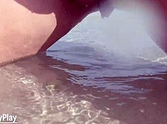 shaved pussy peeing on beach