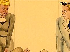 Vintage erotic drawing from retro, comic, cartoon, antique, anime, hentai