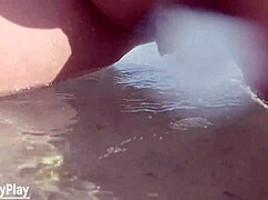 shaved pussy peeing on beach