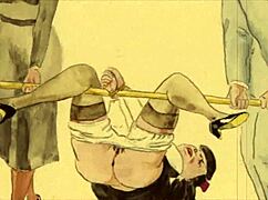 Vintage erotic drawing from retro, comic, cartoon, antique, anime, hentai