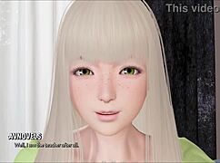 In this 3d anime, her outfit gets ripped during the sexy game.