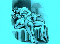 Vintage erotic drawing from retro, comic, cartoon, antique, anime, hentai
