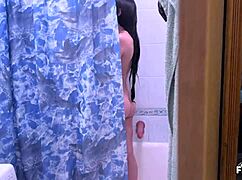 Stepmom Sucks Two Dicks In Shower With Creampie