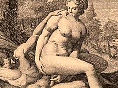 Vintage erotic illustration with bold retro anime style