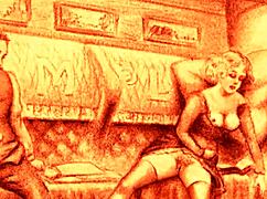 Vintage erotic art collection featuring cartoon and anime styles.