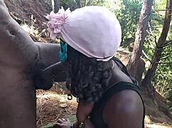 The best jungle walk leads to horny threesome and cum eating