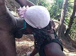 The best jungle walk leads to horny threesome and cum eating