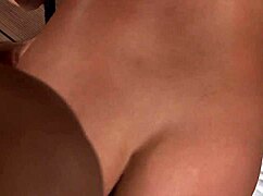 Thick brunette fucks on terrace in full view