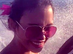 Skinny teen gets cumshot in tight pussy after jet ski fun on beach