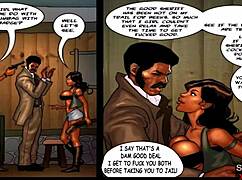 Massive BBC sheriff dominates two horny ebony girls in wild cartoon threesome