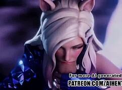 League of Legends Ahri craves making you cum in uncensored hentai. AI-generated Japanese anime action!