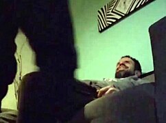 two guys have blowjob and fucking on sofa