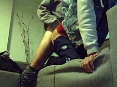 two guys have blowjob and fucking on sofa