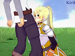 darkness and kazuma satou engage in intense creampie sex in konosuba hentai