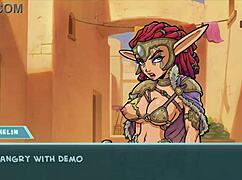 Ashelin, the anime princess with shaved pussy and big tits, gets fucked hard in this hentai game scene?