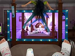 horny brunette deepthroats big cock in 3d