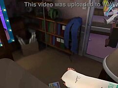 horny brunette deepthroats big cock in 3d