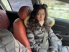 Risky public sex in the car ends with huge cum on face. Metro cumwalk follows!