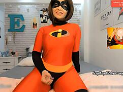 Sexy cosplay girl challenges you in jerk off game