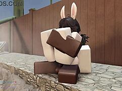 Bunny rides hard in wild cartoon POV with big ass action