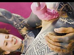 Tattoed goth couple engages in intense hard fucking with anal play and sloppy blowjob.