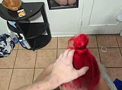 Amber is on her knees giving a blowjob to daddy 😘