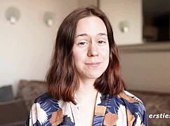 anca explores her shaved pussy with a dildo in an intimate solo session