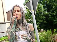 German Scout Finds Split Tongue Star Anuskatzz for Rough Anal Casting