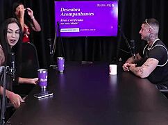 yo, these two morenas strip him after dirty talk, sharing oral sex tips on sheer red