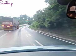 Cuckold husband almost sees me with huge cock in car 🚗