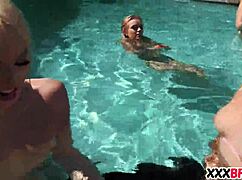 Best Friends Dive into Wild Pool Party with Cock