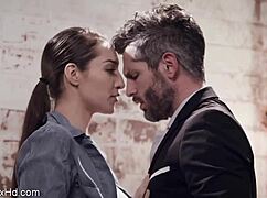 Hot Long-Legged Brunette Rides Her Boss in Steamy Office Action