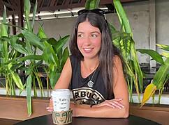 Crazy Cumwalk at Starbucks After a Public Toilet Blowjob with Sperm Coffee