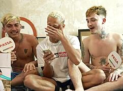 Bastidores: Kevin and Ethan in Brazilian interracial threesome backstage.