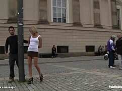 Wow, this blond got gang banged in public outdoor! Insane!! 😱