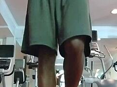 She performs a pole dance routine at home