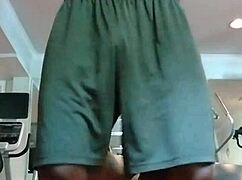 She performs a pole dance routine at home