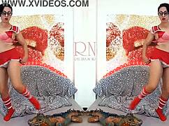 Schoolgirl in sexy uniform dances, strips panties, plays with big iguana toy Regina