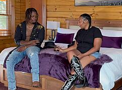 sexy cowgirl rides hard, bending over for a monster black shaft in wild amateur action