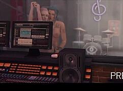 this wild groupie couldn't resist the hot shemale drummer's big cock. their backstage romp was pure chaos.