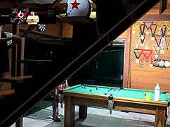 the woman and her friend win the billiard game