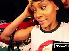 jayla foxx's big booty ebony ass getting fucked at the christmas tree lot