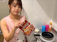 Girlfriend's Naked Apron Leads To Creampie In Kitchen Sex.