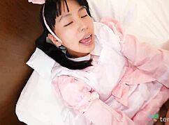 brunette asian teen ichika matui blows friend with shaved pussy 😏