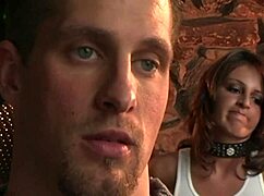 Hey, this brunette vixen ties up her guy and makes him cum 😈