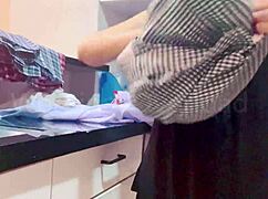 little ebony slut bends over, moaning loud while getting drilled doggy style